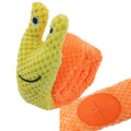 Plush toy snail with a smiling face on an orange shell against a white background from shop ThinkyPets