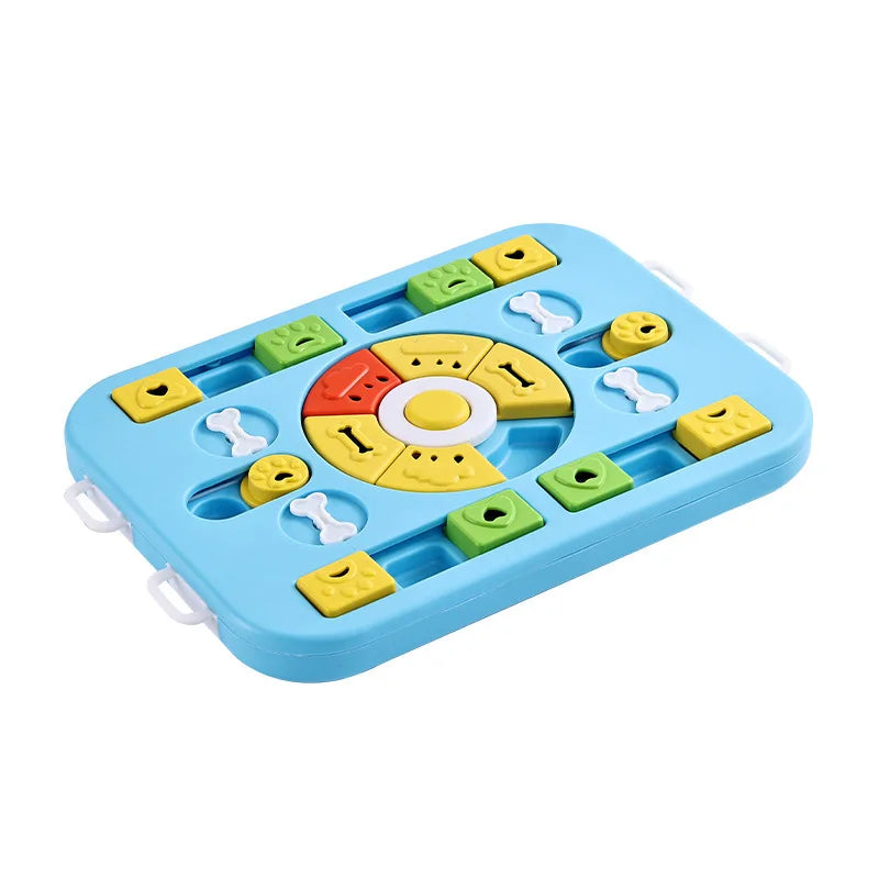 Colorful puzzle toy with various shapes on a white background  from shop ThinkyPets