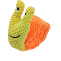 Plush toy snail with a smiling face on an orange shell against a white background from shop ThinkyPets