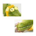 Green plush toy with large eyes and embroidered facial features on a white background sold by thinkypets