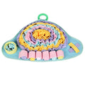 Colorful puppy toy with rattle and teether on a white background