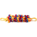 Colorful dog toy with braided rope on a white background sold by thinkypets