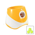 Yellow and white dog or puppy toy with inset showing three green balls  on the shop ThinkyPets