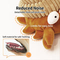 Dog toy with plush cover, detachable limbs, and safe teething material on a white background.