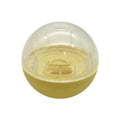 Clear plastic ball for dog and cat treats with a yellowish inside on a white background ThinkyPets online store