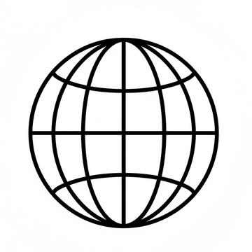 simplistic line icon of a globe in black